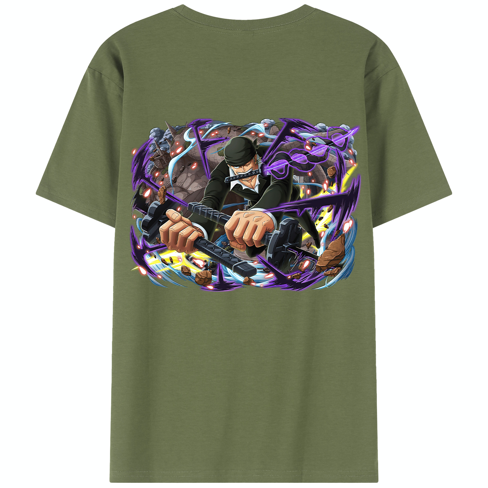 ワンピース ロロノア・ゾロ ONE PIECE Roronoa Zoro 綿100％半袖Tシャツ（背面プリント）